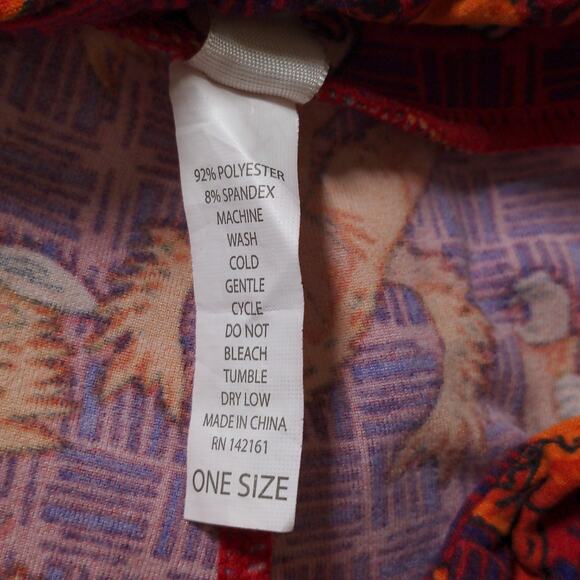 LulaRoe Burgundy Orange Wild Things Plaid Leggings Novelty One Size - Picture 7 of 8